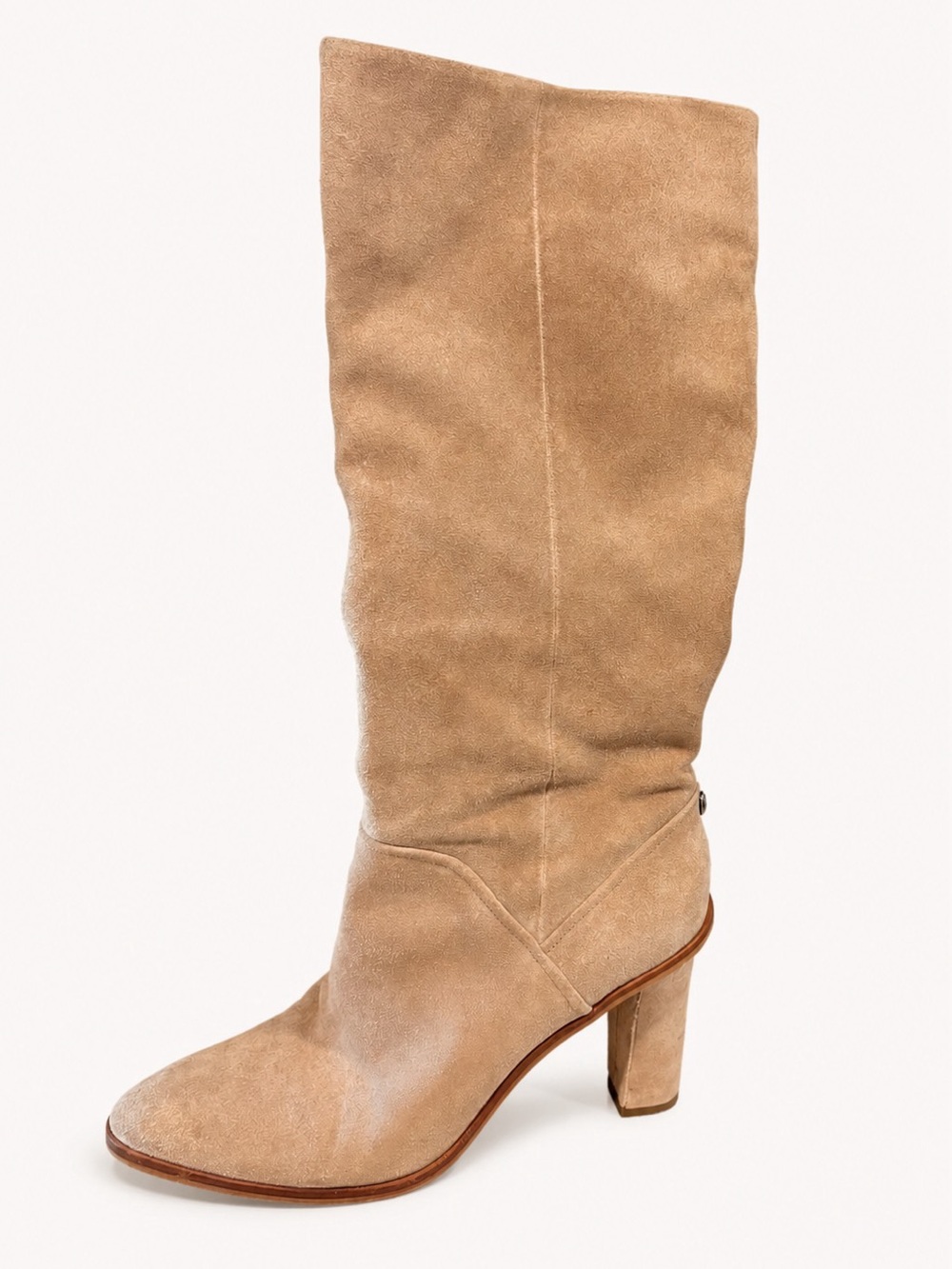 Vince Camuto Suede Knee High Boots Taupe Beige Block Heel Size 9.5